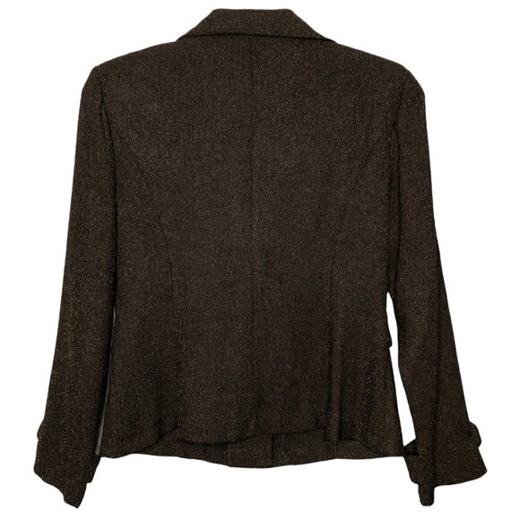 New CONNECTED PETITE - Brown & Tan Speckled 2-Piece Blazer & Pant Suit - Size12P - Picture 4 of 10